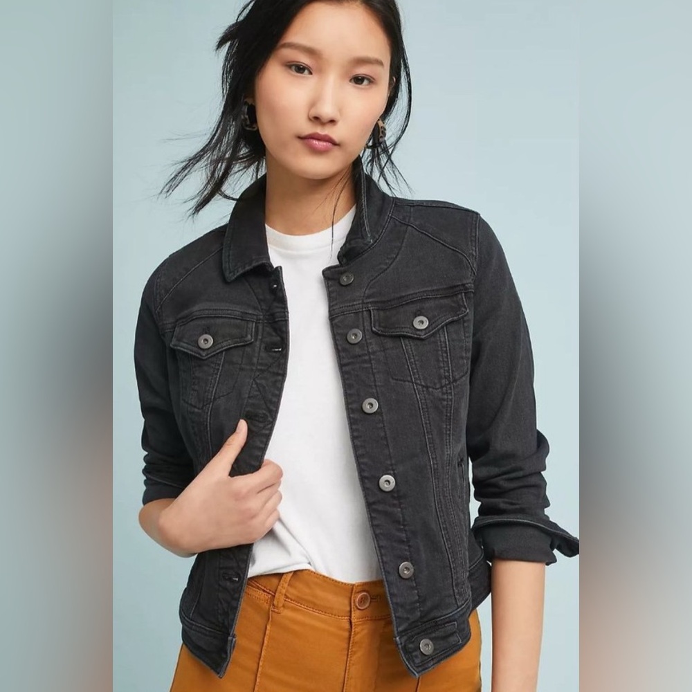 Anthropologie Black Denim Jean Jacket